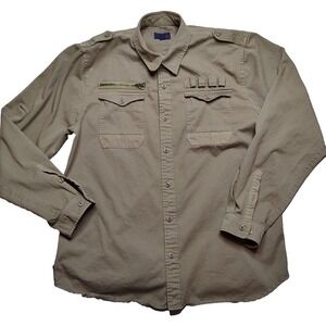 SYN Jeans Men XL Khaki Cotton Outdoor Shotgun Shell Hunting SAFARI Shirt